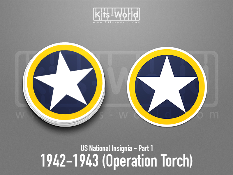 Kitsworld SAV Sticker - US National Insignia - 1942-1943 (Operation Torch) W:100mm x H:100mm 